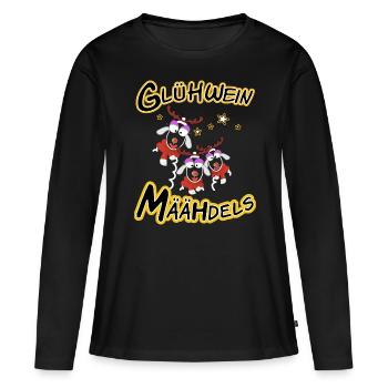Glühwein Määhdels Weihnachtsmarkt - Frauen Premium Bio Langarmshirt - Schwarz - Vorne - Julia (174cm)