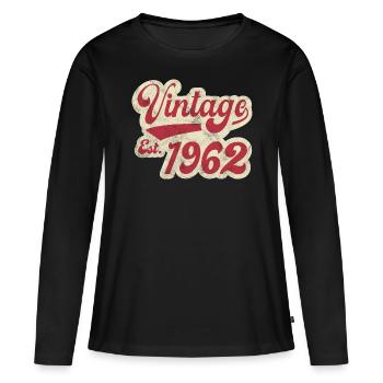 Jahrgang Est 1962 - Frauen Premium Bio Langarmshirt - Schwarz - Vorne - Julia (174cm)