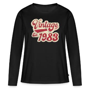Jahrgang Est 1983 - Frauen Premium Bio Langarmshirt - Schwarz - Vorne - Julia (174cm)