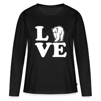 Amour ours polaire - T-shirt manches longues Premium bio Femme - noir - Devant - Julia (174cm)