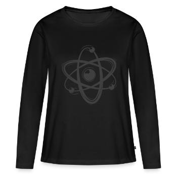 atom - Women's Premium Organic Long Sleeve Shirt - black - Front - Julia (174cm)