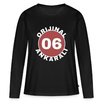 Ankara - T-shirt manches longues Premium bio Femme - noir - Devant - Julia (174cm)