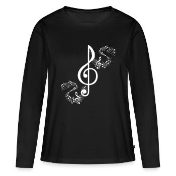 la clé sol - T-shirt manches longues Premium bio Femme - noir - Devant - Julia (174cm)