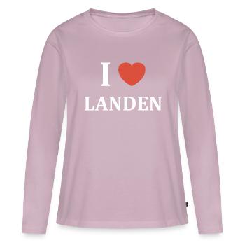i love Landen - T-shirt manches longues Premium bio Femme - rose poudré - Devant - Julia (174cm)
