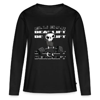 Deadlift PR T-Shirt - Frauen Premium Bio Langarmshirt - Schwarz - Vorne - Julia (174cm)