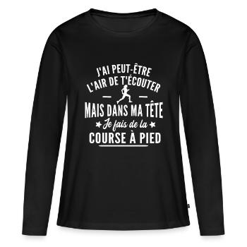 je fais de la course à pied / cadeau course à pied - T-shirt manches longues Premium bio Femme - noir - Devant - Julia (174cm)