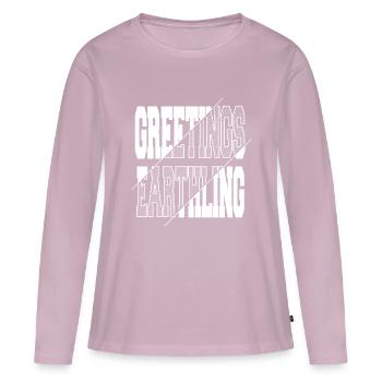 Alien Spaceship Internet @zackiinnitbrahhh cool - T-shirt manches longues Premium bio Femme - rose poudré - Devant - Julia (174cm)