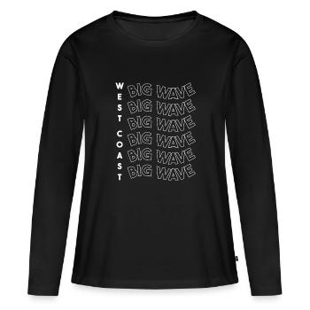 Blanc Big Wave de la côte ouest - T-shirt manches longues Premium bio Femme - noir - Devant - Julia (174cm)