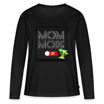 MOM MODE - Frauen Premium Bio Langarmshirt - Schwarz - Vorne - Julia (174cm)