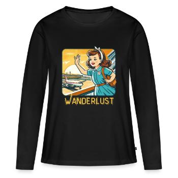 Wanderlust Vintage Illustration - Women's Premium Organic Long Sleeve Shirt - black - Front - Julia (174cm)