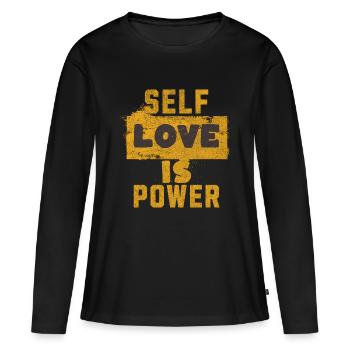 Self Love Is Power Positive Quote Mental Health - Women's Premium Organic Long Sleeve Shirt - black - Front - Julia (174cm)