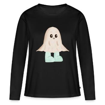 Petit fantôme en bottes - T-shirt manches longues Premium bio Femme - noir - Devant - Julia (174cm)