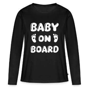 Bébé à bord Baby Feet - T-shirt manches longues Premium bio Femme - noir - Devant - Julia (174cm)