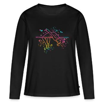 Saut en hauteur Aquarelle Saut en hauteur - T-shirt manches longues Premium bio Femme - noir - Devant - Julia (174cm)