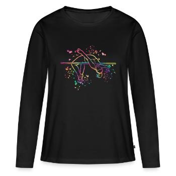 Saut en hauteur Aquarelle Saut en hauteur - T-shirt manches longues Premium bio Femme - noir - Devant - Julia (174cm)