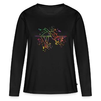 Saut en hauteur Aquarelle Saut en hauteur - T-shirt manches longues Premium bio Femme - noir - Devant - Julia (174cm)