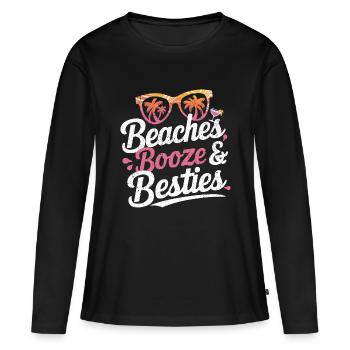 Beaches, cocktails and best friends - Women's Premium Organic Long Sleeve Shirt - black - Front - Julia (174cm)