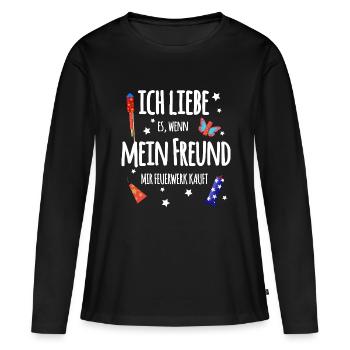 Pyro Freund - Frauen Premium Bio Langarmshirt - Schwarz - Vorne - Julia (174cm)