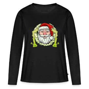 Santa Stoned mit Bong - Ugly Weihnachten - Frauen Premium Bio Langarmshirt - Schwarz - Vorne - Julia (174cm)