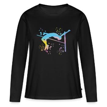 Saut en hauteur Aquarelle Saut en hauteur - T-shirt manches longues Premium bio Femme - noir - Devant - Julia (174cm)
