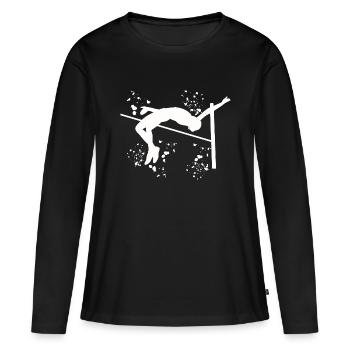 Saut en hauteur Aquarelle Saut en hauteur - T-shirt manches longues Premium bio Femme - noir - Devant - Julia (174cm)