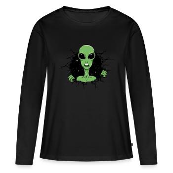 Alien regarde dehors - T-shirt manches longues Premium bio Femme - noir - Devant - Julia (174cm)