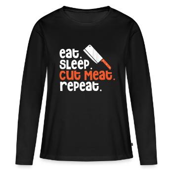 Fleisch schneiden Fleischer Metzger Hackfleisch - Frauen Premium Bio Langarmshirt - Schwarz - Vorne - Julia (174cm)