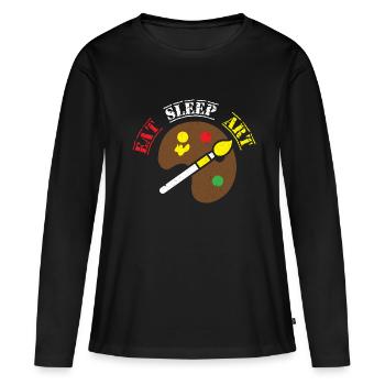 Kunst Künstler Malerei Leinwand Künstlerin - Frauen Premium Bio Langarmshirt - Schwarz - Vorne - Julia (174cm)