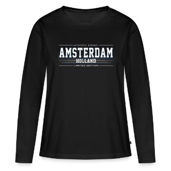 Amsterdam - Women's Premium Organic Long Sleeve Shirt - black - Front - Julia (174cm)