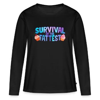 Survival of the Fattest - Frauen Premium Bio Langarmshirt - Schwarz - Vorne - Julia (174cm)