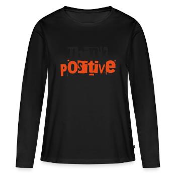 Think positive (pense positif) - T-shirt manches longues Premium bio Femme - noir - Devant - Julia (174cm)