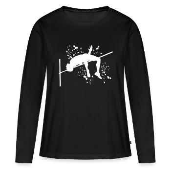 Saut en hauteur Aquarelle Saut en hauteur - T-shirt manches longues Premium bio Femme - noir - Devant - Julia (174cm)