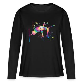 Saut en hauteur Aquarelle Saut en hauteur - T-shirt manches longues Premium bio Femme - noir - Devant - Julia (174cm)