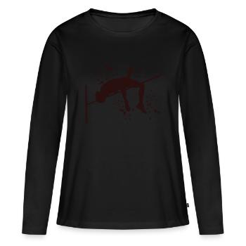 Saut en hauteur Aquarelle Saut en hauteur - T-shirt manches longues Premium bio Femme - noir - Devant - Julia (174cm)