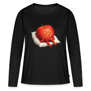 Apfel - Frauen Premium Bio Langarmshirt - Schwarz - Vorne - Julia (174cm)