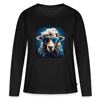 Mouton cool avec des lunettes de soleil - T-shirt manches longues Premium bio Femme - noir - Devant - Julia (174cm)