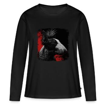 Punkrock Bullterrier - Frauen Premium Bio Langarmshirt - Schwarz - Vorne - Julia (174cm)