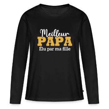 Meilleur papa élu par ma fille - T-shirt manches longues Premium bio Femme - noir - Devant - Julia (174cm)