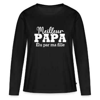 Meilleur papa élu par ma fille - T-shirt manches longues Premium bio Femme - noir - Devant - Julia (174cm)