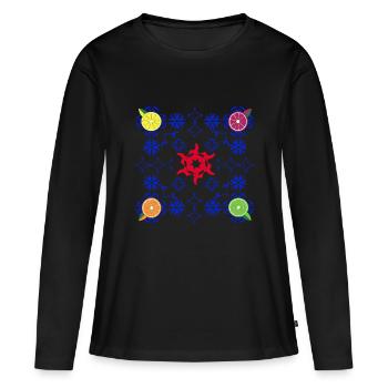 Mediterraner pikanter Amalfi-Sommerausbruch - Frauen Premium Bio Langarmshirt - Schwarz - Vorne - Julia (174cm)