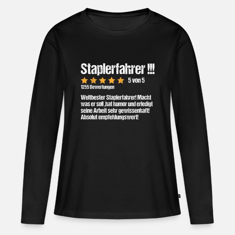 Stapler Staplerfahrer Bewertung Spruch - Frauen Premium Bio Langarmshirt - Schwarz