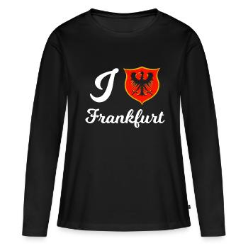 J’adore la ville de Francfort - T-shirt manches longues Premium bio Femme - noir - Devant - Julia (174cm)