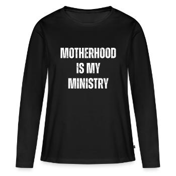 La maternité est mon ministère - T-shirt manches longues Premium bio Femme - noir - Devant - Julia (174cm)