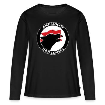 ANTIFASCISTE AMOUREUX DES CHIENS - T-shirt manches longues Premium bio Femme - noir - Devant - Julia (174cm)