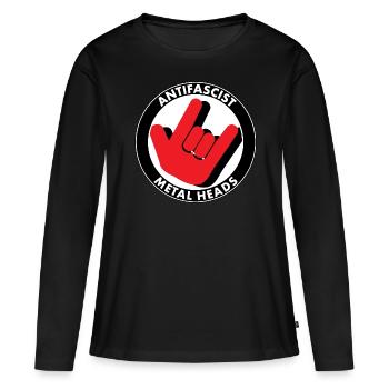MÉTALLEUX ANTIFASCISTE - T-shirt manches longues Premium bio Femme - noir - Devant - Julia (174cm)