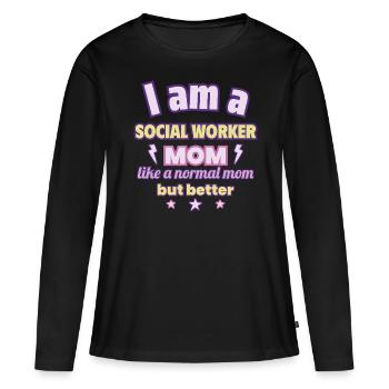 Social Worker Mom Mother's Day Gift Help - Women's Premium Organic Long Sleeve Shirt - black - Front - Julia (174cm)