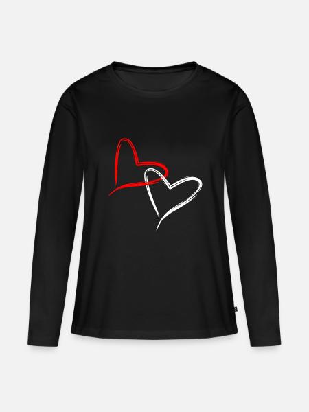 Herzchen - Frauen Premium Bio Langarmshirt - Schwarz
