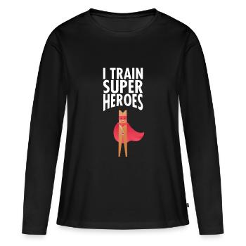 I Train Superheroes - T-shirt manches longues Premium bio Femme - noir - Devant - Julia (174cm)