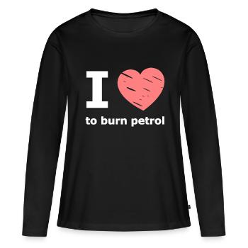 J’adore les voitures à essence - T-shirt manches longues Premium bio Femme - noir - Devant - Julia (174cm)