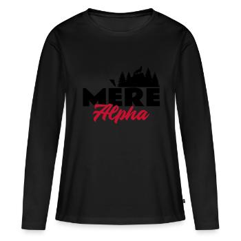 Mère alpha. Maman louve. Mama alpha - T-shirt manches longues Premium bio Femme - noir - Devant - Julia (174cm)